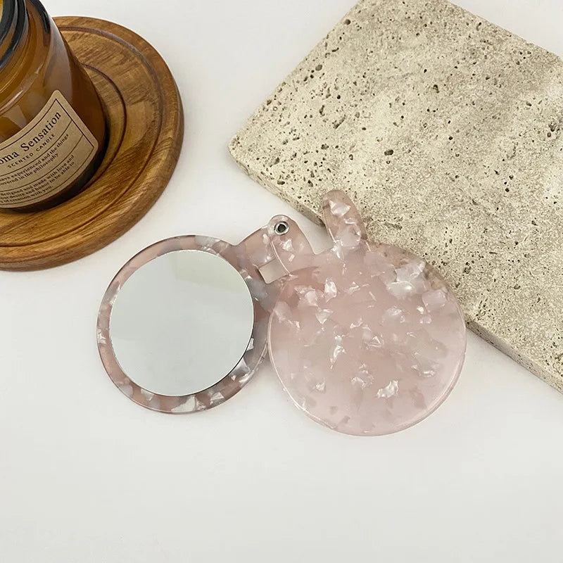 Personalized New Style Rabbit Shaped Pocket Mini Flap Acetate Plate Lighted Makeup Cosmetic Mirror Vanity Beauty