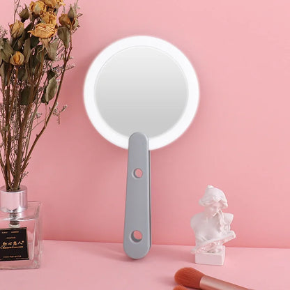 Zonyin OEM Private Label Handheld Compact Led Lights Travel Small Portable Cosmetic Espejo Makeup Led Mirror Led Pocket Mirror