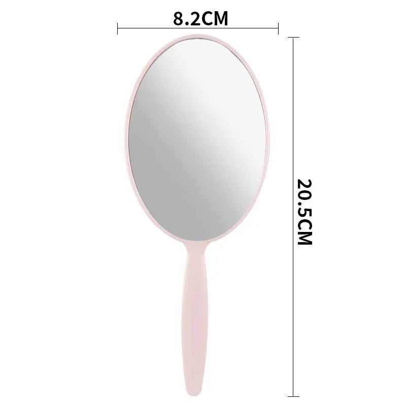 Zonyin Custom Logo Plastic Oval Handle Makeup Mirror Abs Material Cosmetic Hand Mirror Portable Hand Held Mirrors for Travel