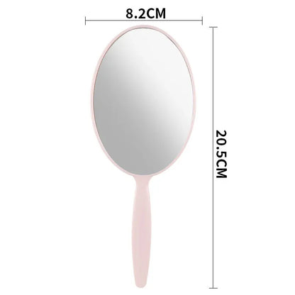 Zonyin Custom Logo Plastic Oval Handle Makeup Mirror Abs Material Cosmetic Hand Mirror Portable Hand Held Mirrors for Travel