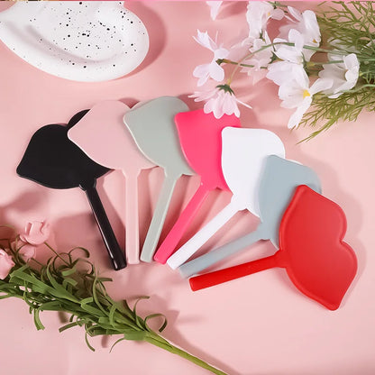 Zonyin Handheld Cosmetic Mirror Cheap Wholesale Small Lip Shaped ABS Plastic Portable Pocket Travel Makeup Mirror Personalized