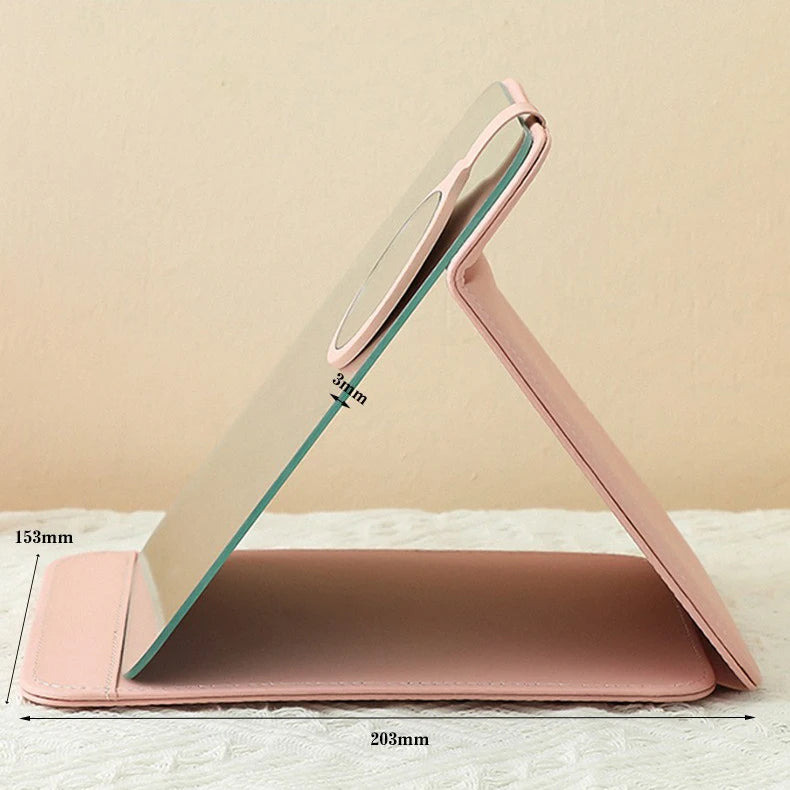 Zonyin High Quality Foldable Pu Leather Makeup Mirror Custom Logo Outdoor Portable Travel Mirror with 10X Magnifying Mirror