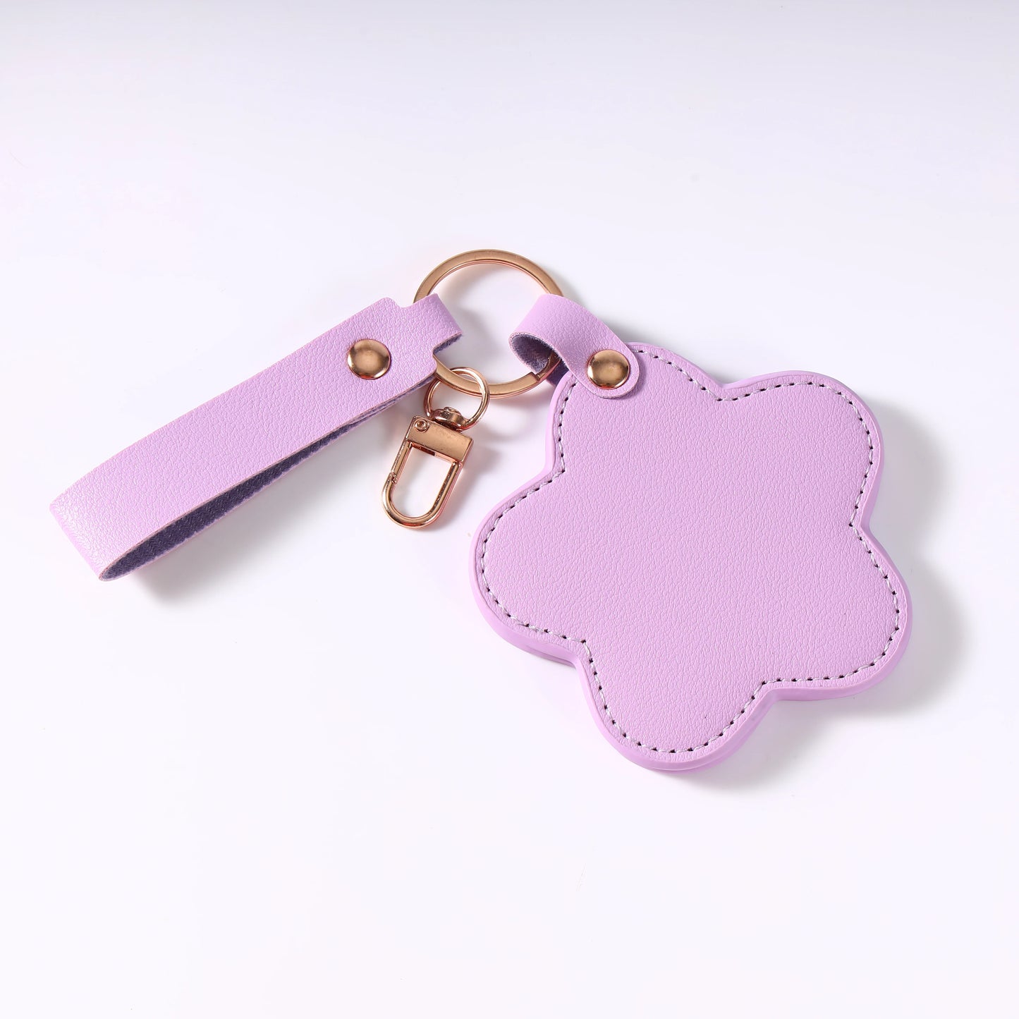 Zonyin NEW ARRIVAL Cute Yellow Star Small Makeup Mirror Customized Logo Pu Leather Pocket Cosmetic Keychain Mirror for Kids