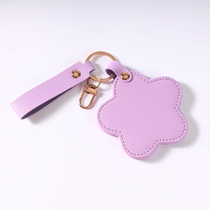 Zonyin NEW ARRIVAL Cute Yellow Star Small Makeup Mirror Customized Logo Pu Leather Pocket Cosmetic Keychain Mirror for Kids