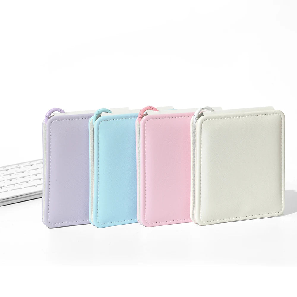 Zonyin Pink Purple Blue Macron Color Pu Leather Folding Makeup Mirror Portable Travel Standing Desktop Vanity Cosmetic Mirrors