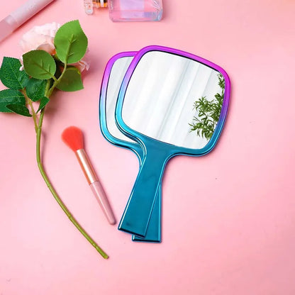 Zonyin New Square Electroplated Gradient Color Cosmetic Mirror Large Size Plastic Handheld Makeup Mirror with Printed Logo