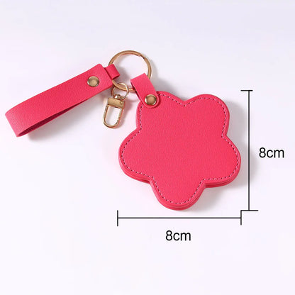 Zonyin NEW ARRIVAL Cute Yellow Star Small Makeup Mirror Customized Logo Pu Leather Pocket Cosmetic Keychain Mirror for Kids