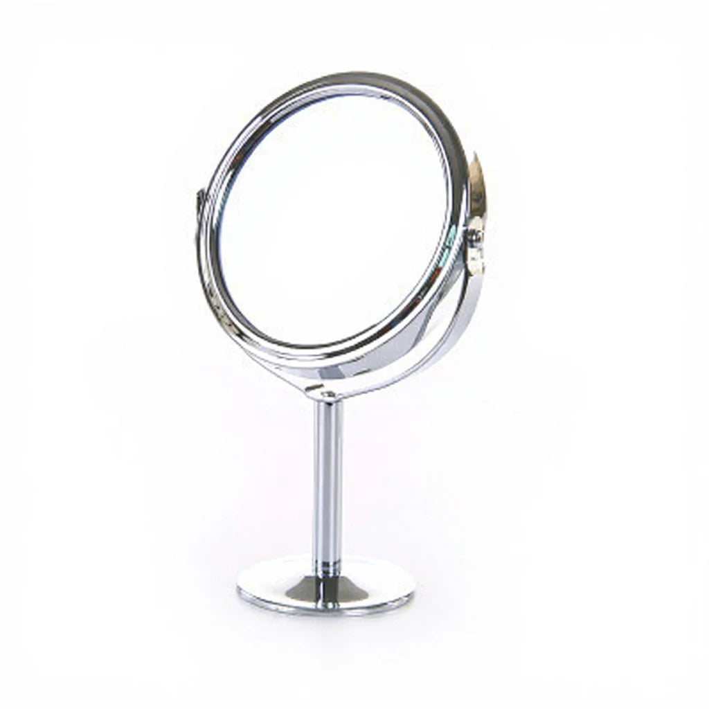 Desktop Double-sided Rotatable Stainless Steel Magnifying Glass Makeup Mirror for Student Dormitory and Household Dressing Use
