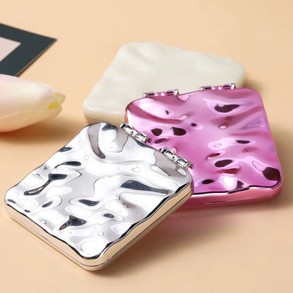 Zonyin New Arrive Sliver Bling Electroplate Design Travel Portable Compact Compact Small Makeup Vanity Mirror for Women Girls