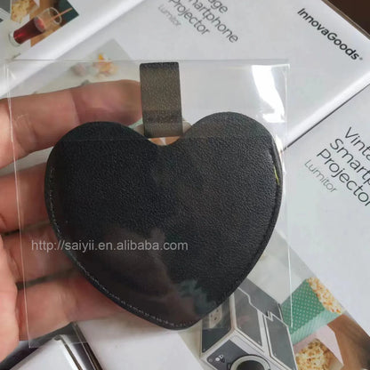 Zonyin Women's Gift Heart Shaped Pu Leather Pocket Mirror Customized Your Logo Small Travel Makeup Mirror for Valentine's Day