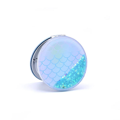 Zonyin New Portable Small Round Quicksand Glitter Mirror HD Compact Makeup Mirror Gift