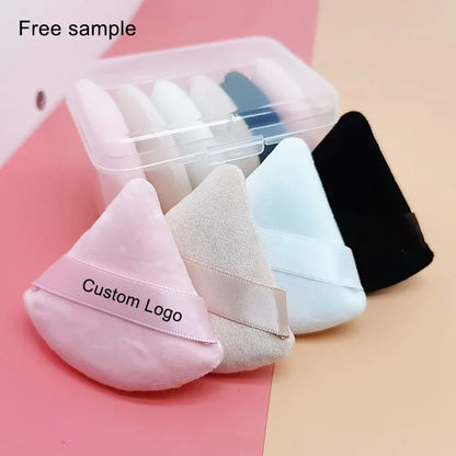 Zonyin Top Seller Triangle Powder Puff Makeup Sponge Soft Velour Cosmetic Puff Black Velvet Loose Powder Puffs for Face