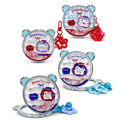 Zonyin Cute Rabbit Double Side Folding Makeup Mirror Cartoon Creative Keychain Pendant Portable Compact Mirror